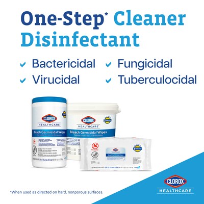 Clorox Healthcare Bleach Germicidal Wipes, 150 Wipes/Container (30577)