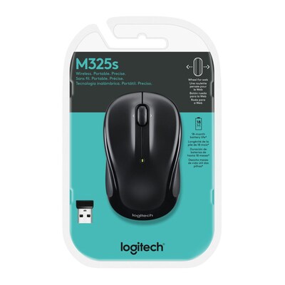 Logitech M325S Wireless Ambidextrous Optical USB Mouse, Black (910-006825)