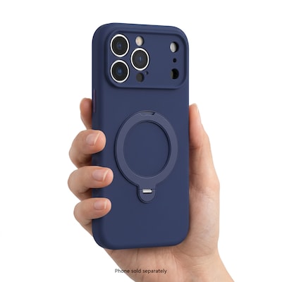 SaharaCase MagSafe Silicone Phone Case for iPhone 18 Pro Max, 360-Degree Kickstand, Wireless Charging, Dark Blue (CP01187)