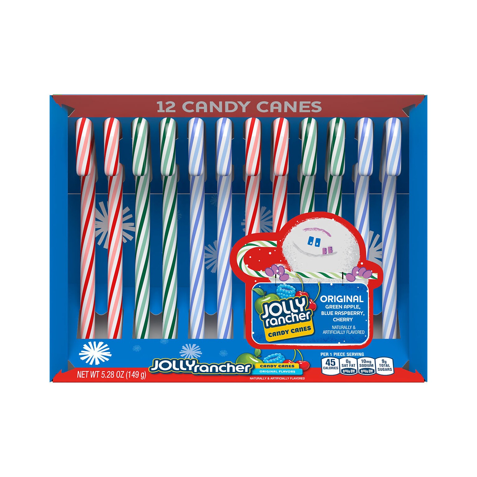 JOLLY RANCHER Assorted Fruit Flavored Christmas Candy Canes Box, 5.28 oz, 12/Box (HEC10592)