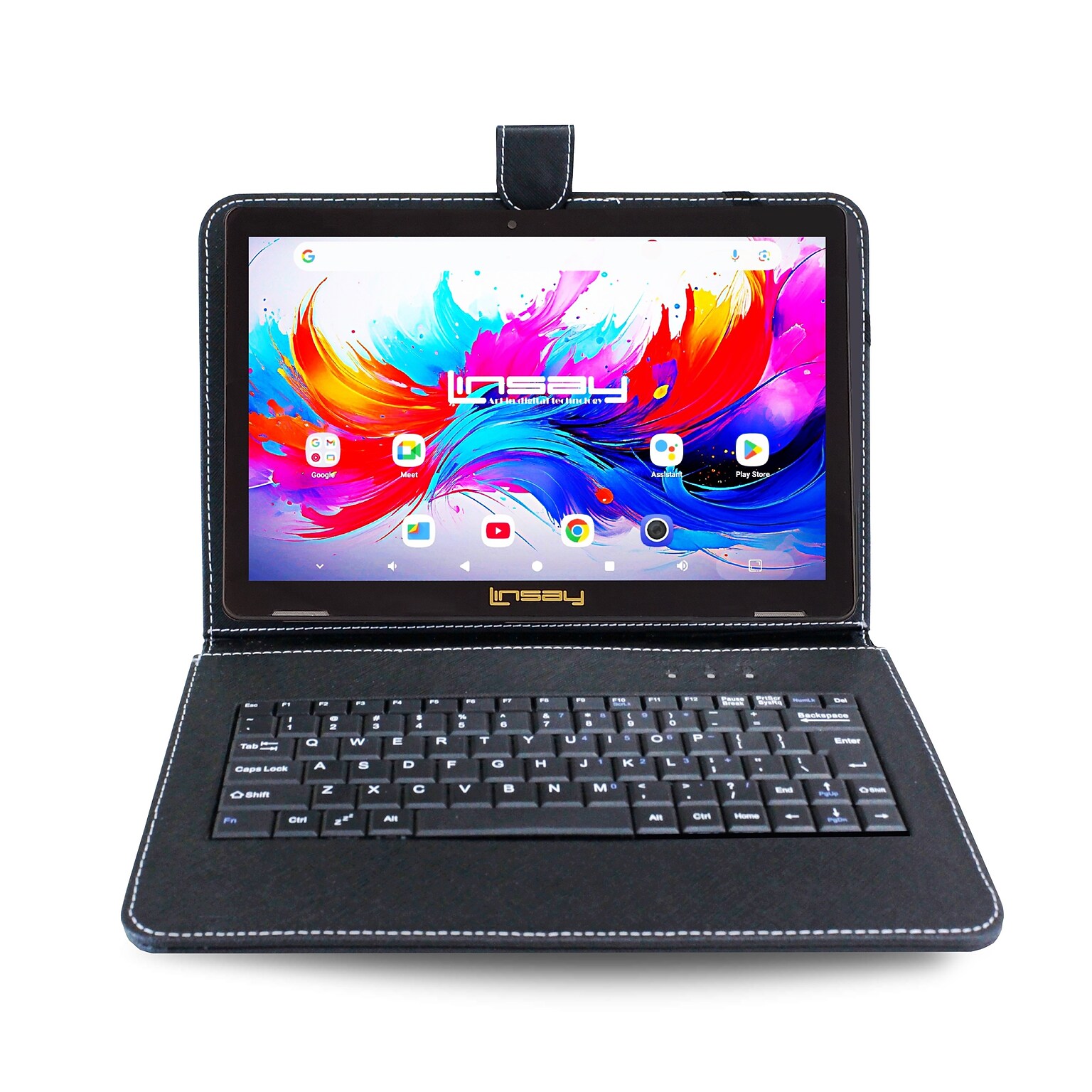 LINSAY F10 Series 10.1 Tablet, Wi-Fi, Octa Core, 256GB eMMC, Android 15, Black Keyboard Case (F10IPGBKPLUS)