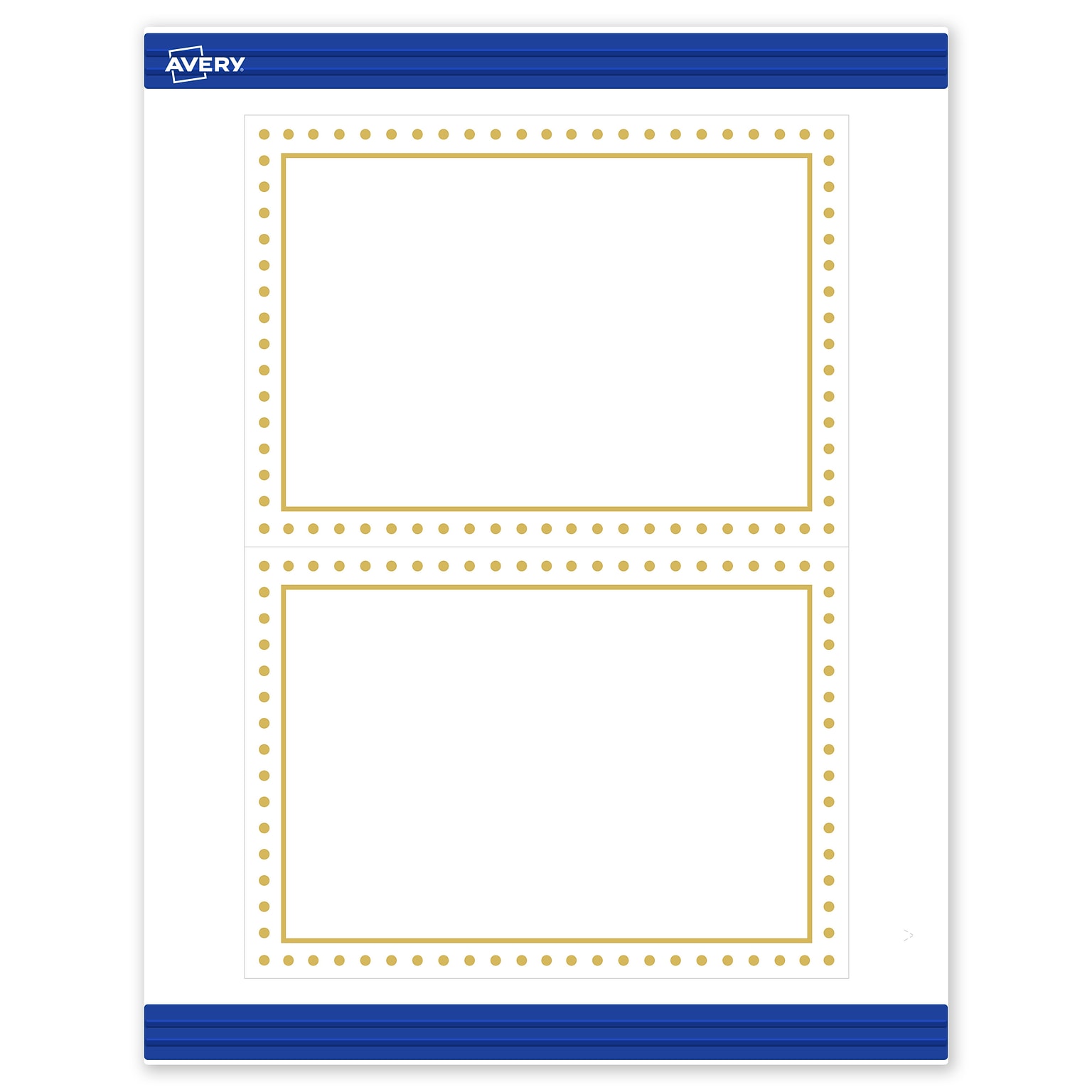Avery Gold Border with Gold Dots Matte Blank Card, White, 20/Pack (S00-DJ6)