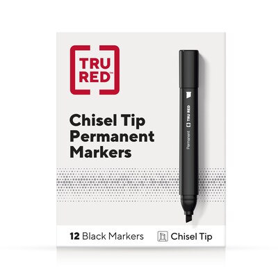 TRU RED™ Tank Permanent Markers, Chisel Tip, Black, 12/Pack (TR54532)