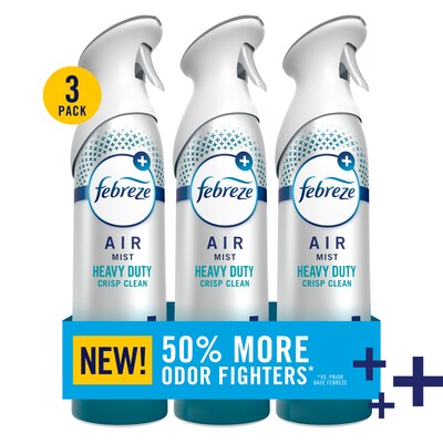 Febreze Air Mist Air Freshener Spray, Heavy Duty Crisp Clean Scent, 8.1 oz., 3/Pack (5617/46010)
