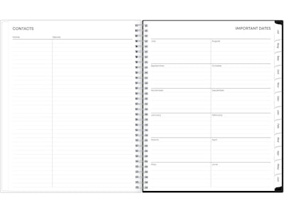 2024-2025 Blue Sky Analeis 8.5" x 11" Academic Weekly & Monthly Planner, Plastic Cover, Black/White (130606-A25)