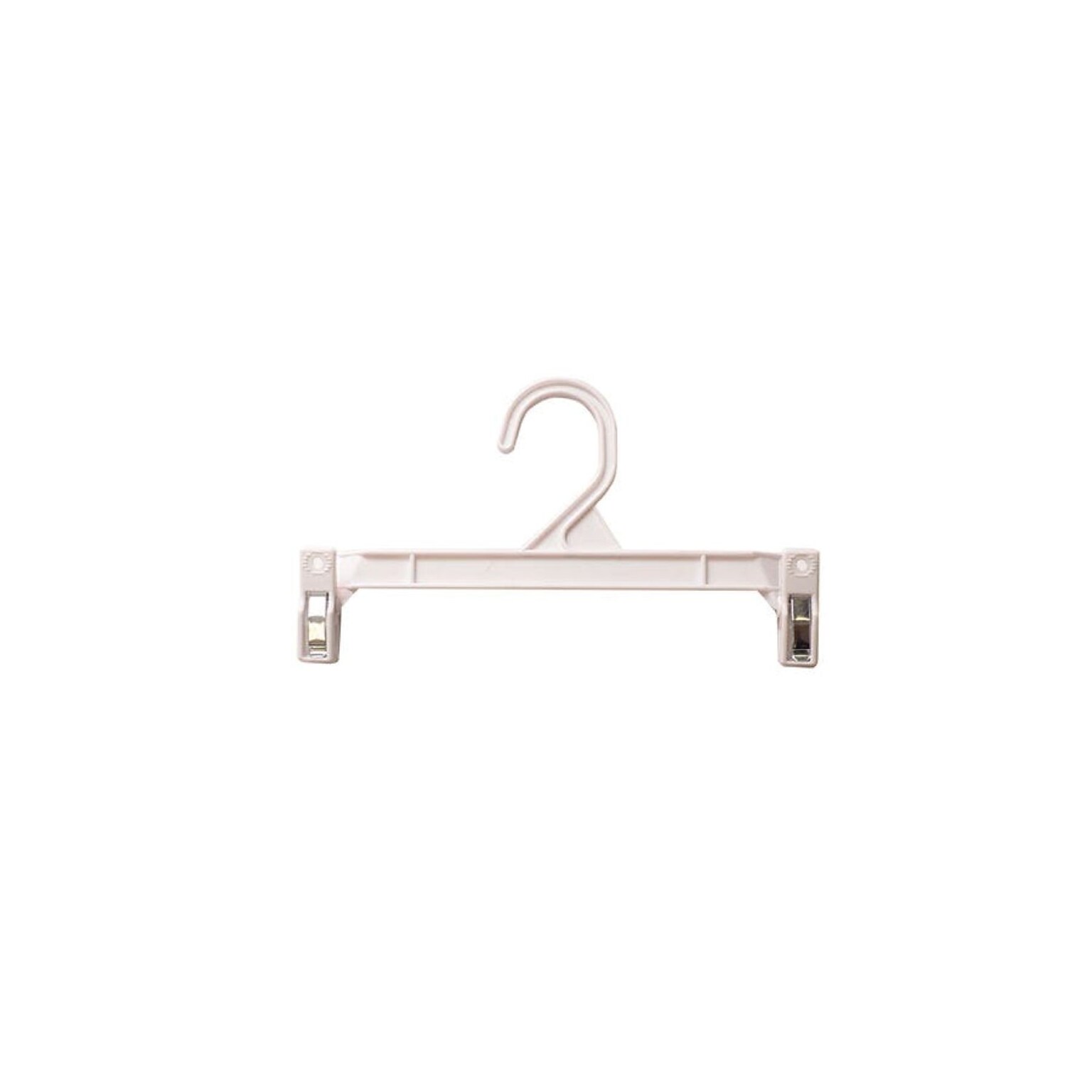 Nahanco 9 1/2 Plastic Skirt/Slack Hanger With Pinch Clip, Plastic Hook, White, 100/Box (H29W)