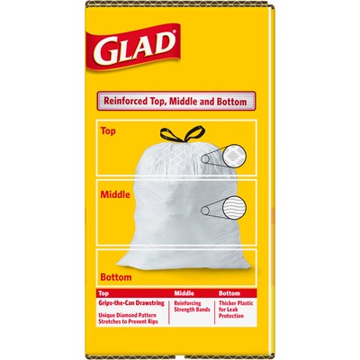 CloroxPro™ Glad ® ForceFlex Tall Kitchen Drawstring Trash Bags, 13 Gallon White Trash Bag, 100 Count (78374)