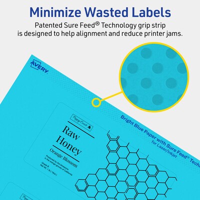 Avery Printable Rectangle Multipurpose Labels, 2.5" x 5", Bright Blue, 120/Pack (94246)