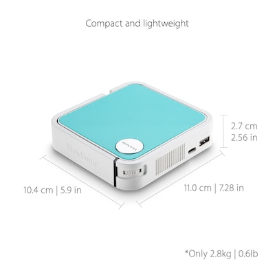 ViewSonic Portable M1 Mini Plus Pico (Handheld) DLP Projector, Black/Blue/White