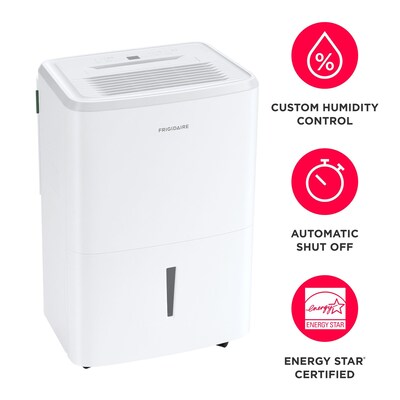 Frigidaire Energy Star 50-Pint Portable Dehumidifier, Wi-Fi Enabled, 3-Speed, White (FHDD5034Y1)