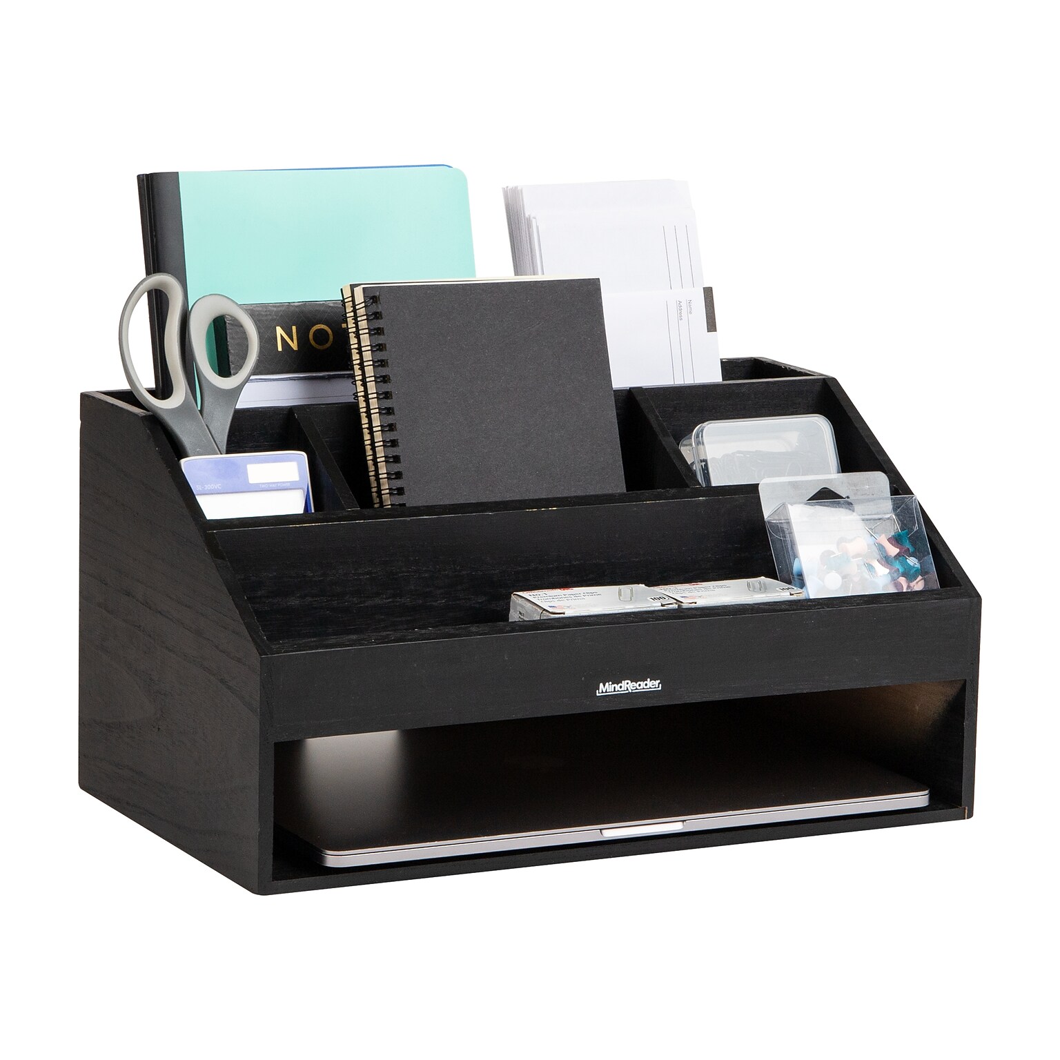 Mind Reader 6-Compartment Desk Organizer, Black (DESKCOMP-BLK)