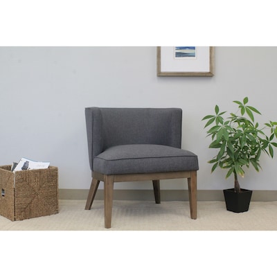 Lorell Accent Guest Chair with Walnut Wood Frame and Gray Linen Upholstery (LLR82094)