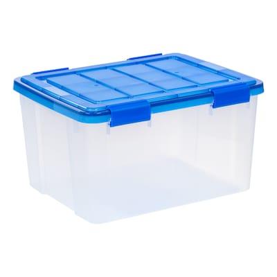 Iris 44 Quart Ultimate Clear Latching Plastic Storage Bin, Blue (500194)