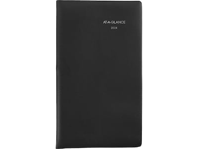 2024 AT-A-GLANCE DayMinder 3.5 x 6 Monthly Planner, Faux Leather Cover, Black (SK53-00-24)