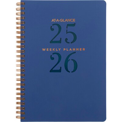 2025-2026 AT-A-GLANCE Signature Lite 5" x 8" Academic Year Weekly & Monthly Planner, Plastic Cover, Navy (YP20LA2026)