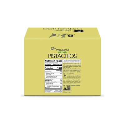 Wonderful Pistachios Salted Dill Pickle Pistachios, 2.25 oz., 8 Bags/Box (DP0146A25M)