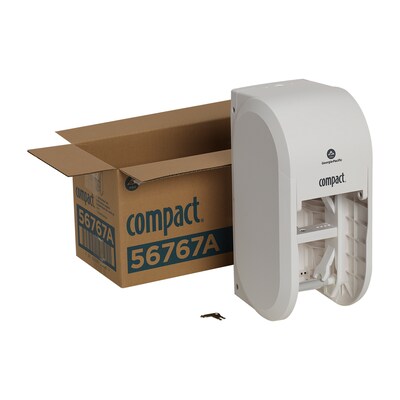Georgia-Pacific Compact 2-Roll Vertical Coreless Toilet Paper Dispenser, White (56767A)