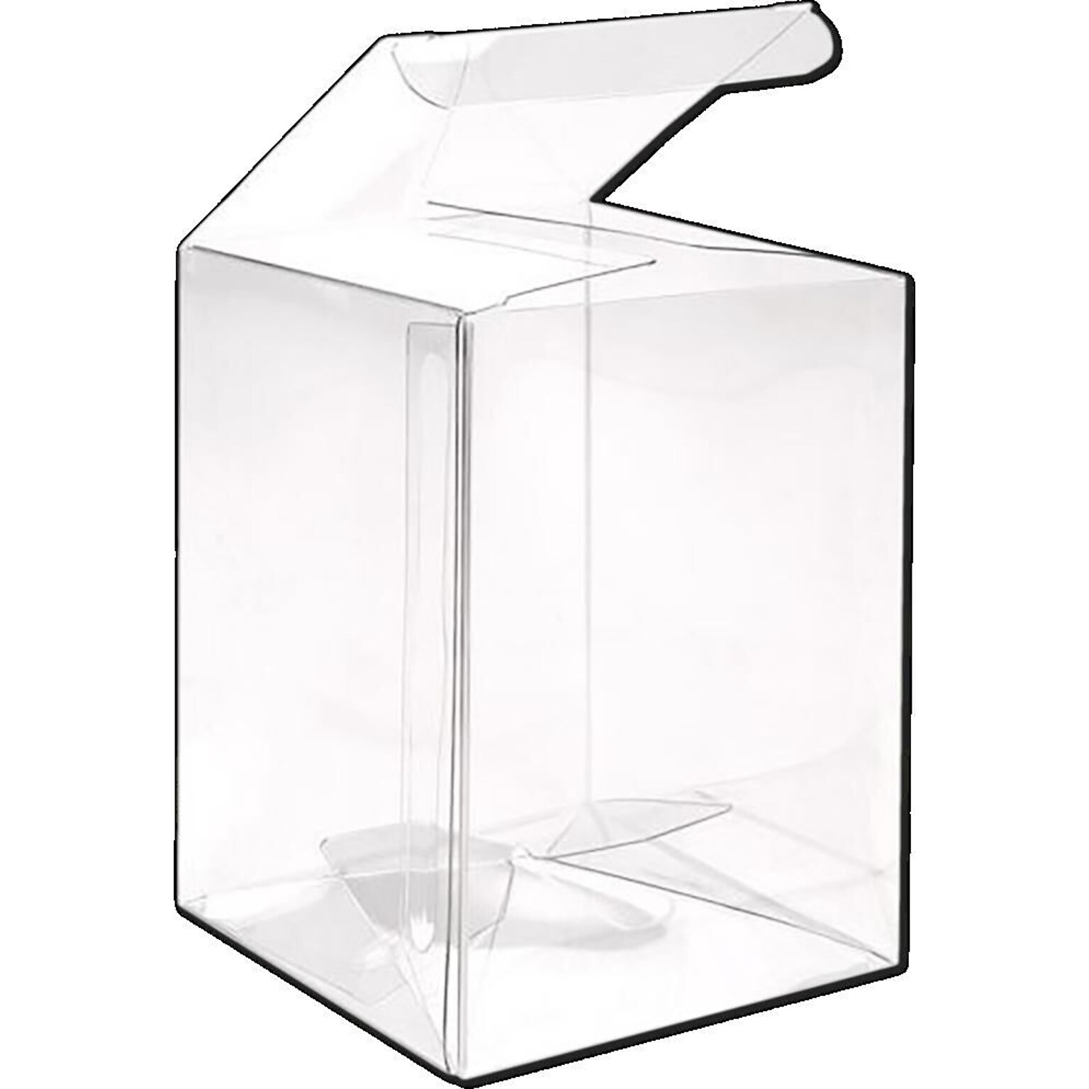JAM Paper Pop & Lock Top Clear Gift Boxes, 3 x 3 x 4, 25/pack (CB-PLB102)