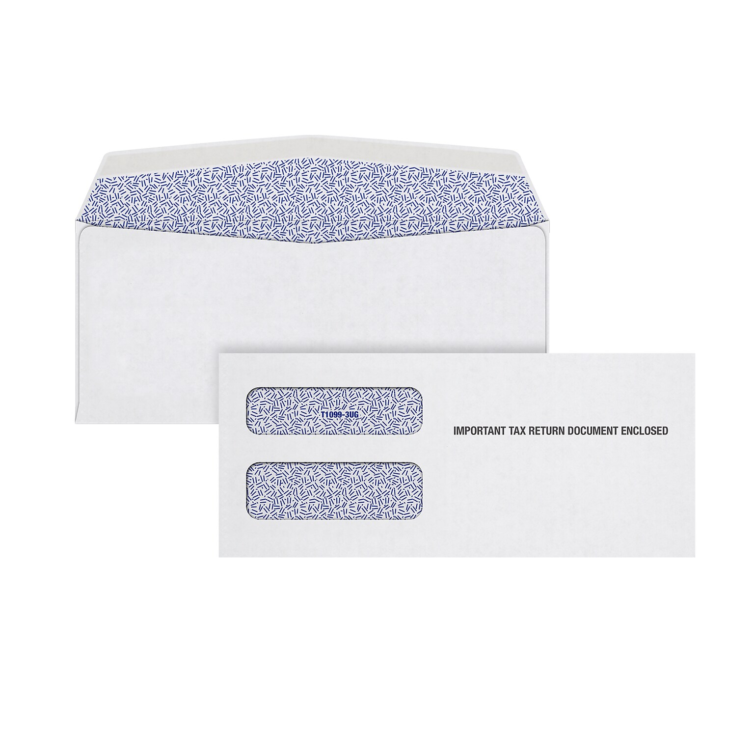 TOPS Security Tinted Double Window 1099 Tax Form Envelope, White, 100/Pack (S1099-3E)