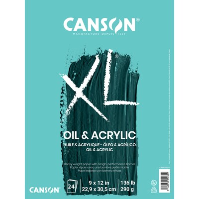 Canson XL Series 9 x 12 Oil & Acrylic Pad,  24 Sheets/Pad, 2 Pads/Bundle (MCXC400026824-2)