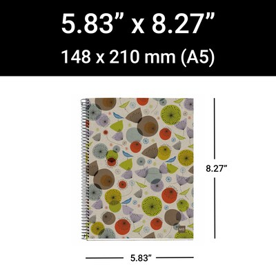 MiquelRius 4-Subject Notebooks, 5.83" x 8.27", College Ruled, 120 Sheets, Multicolored, 5/Case (2963CS)