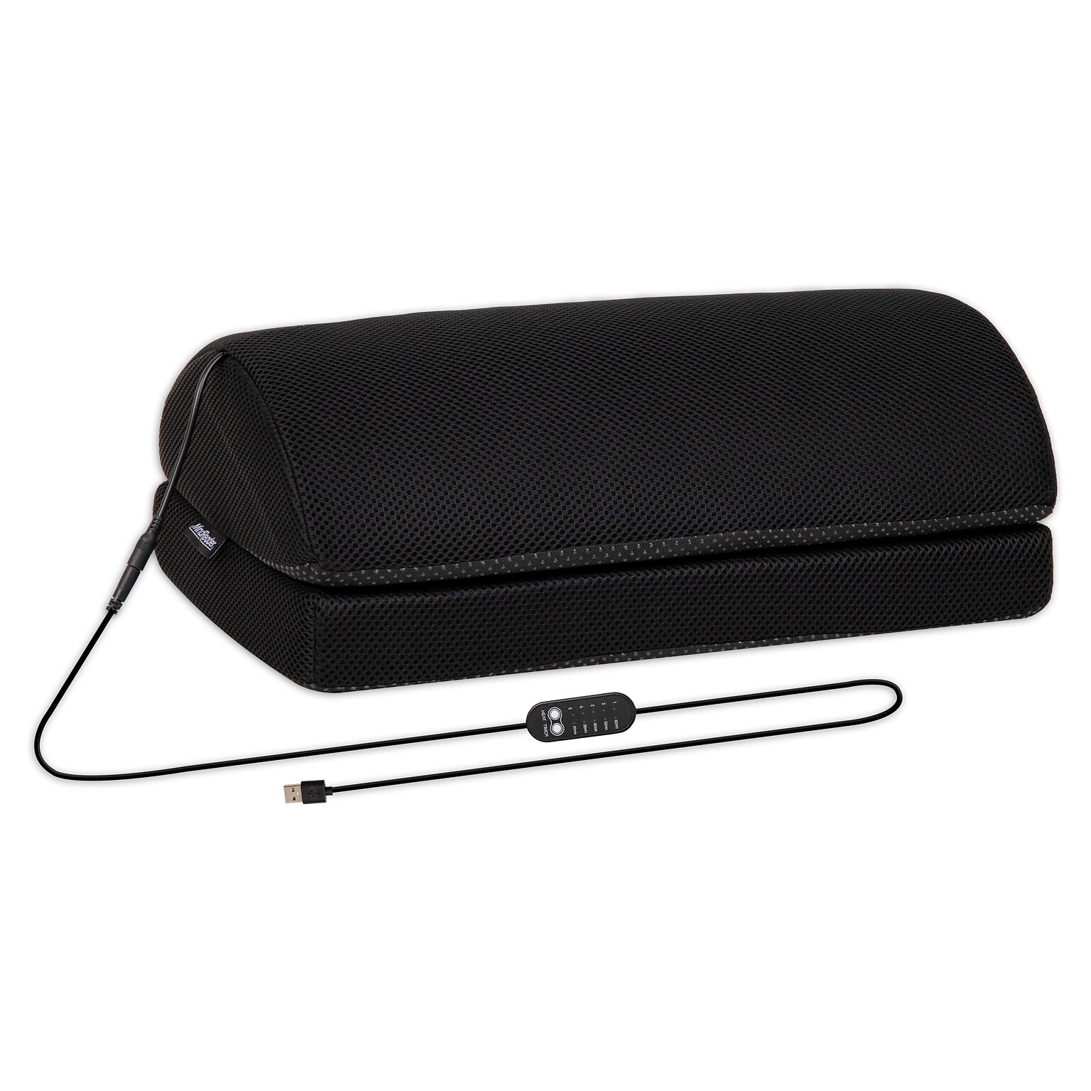 Mind Reader Heated Memory Foam Footrest with 4 Heat Settings, Timer & Auto Shut-Off, Adjustable Height, Black (HEATFOOT-BLK)