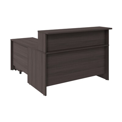 Bush Business Furniture Arrive 60W L Shaped Reception Desk with Shelf and Mobile File Cabinet, Stor