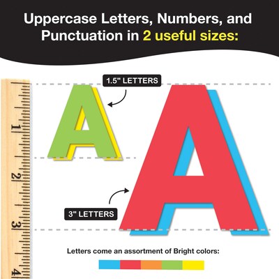 FreshCut Crafts Bulletin Board Letters & Numbers, Bright Colors, 1.5in & 3in, 710 Pieces (FCC8500543