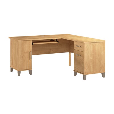 Bush Home Somerset 60 W L Shaped Office Desk with Storage, Maple Cross (WC81430K)