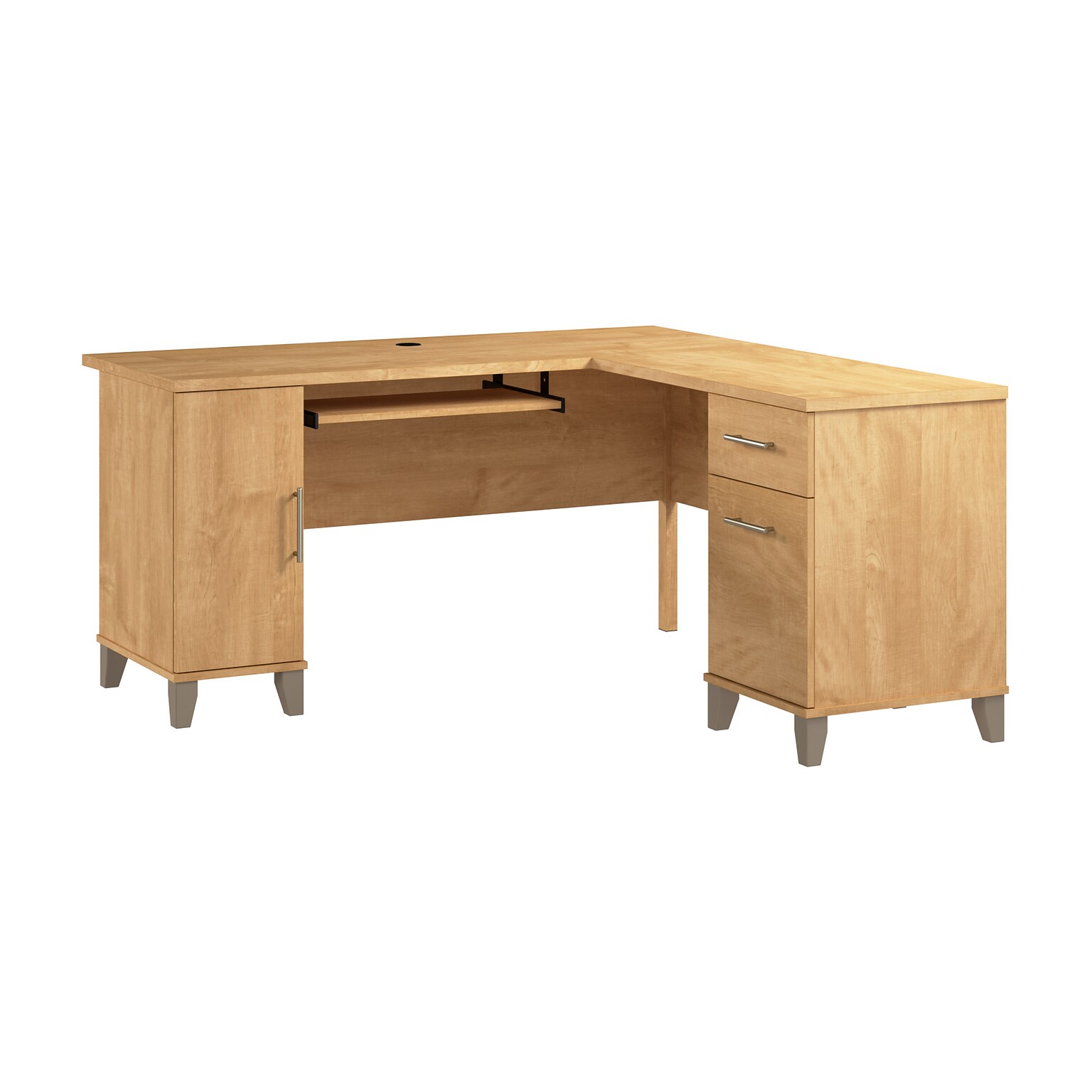 Bush Home Somerset 60 W L Shaped Office Desk with Storage, Maple Cross (WC81430K)