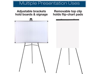 Excello Global Products Flip Chart Presentation Easel, 70", Black Aluminum, 4/Pack (EGP-HD-0039-CP)