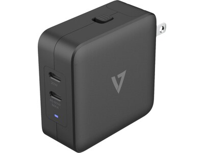 V7 USB-C AC Charger, Black  (ACUSBC65WGAN)