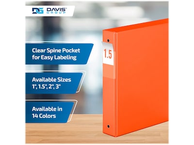 Davis Group Premium Economy 1 1/2" 3-Ring Non-View Binders, Orange, 6/Pack (2312-19-06)