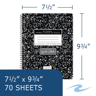 Roaring Spring Signature Collection 1-Subject Composition Notebook, 7.5 x 9.75, Graph Ruled, 70 Sheets, Black (10113)