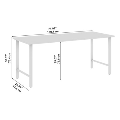 Bush Business Furniture Hustle 72"W Computer Desk with Metal Legs, White (HUD272WH)