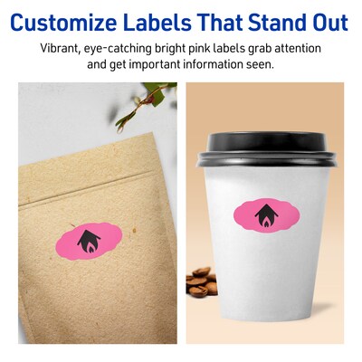 Avery Oval Scalloped Laser/Inkjet Multipurpose Labels, 1-1/8" x 2-1/4", Bright Pink (420/Pack)