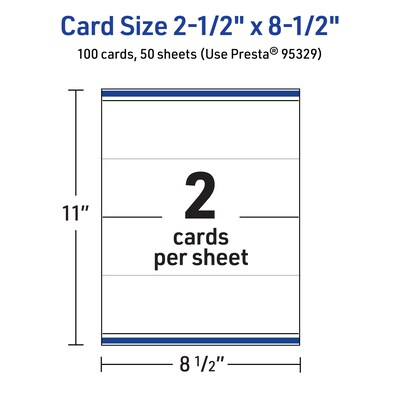 Avery Integrated Cards, 2.5" x 8.5", Glossy White, 100/Box (95329)