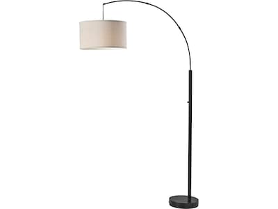 Simplee Adesso Rockwell 74 Matte Black Floor Lamp with Drum Oatmeal Shade (SL1170-01)