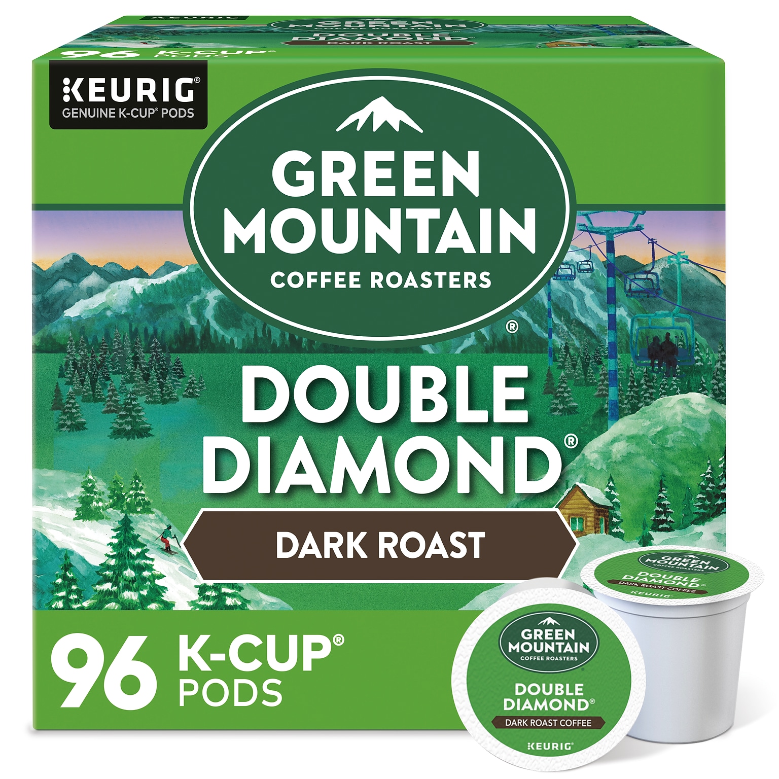 Green Mountain Double Diamond Coffee, Dark Roast, Keurig® K-Cup® Pods, 96/Carton (GMT4066CT)