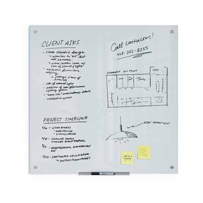 U Brands Glass Dry-Erase Whiteboard, 3' x 3' (2795U00-01)