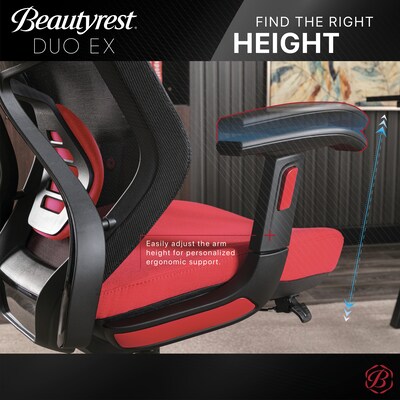 Beautyrest Duo-EX Ergonomic Mesh Swivel Computer Chair, Red (60051-RED)