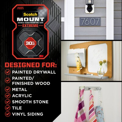 Scotch Extreme Foam Double-Sided Mounting Tape, 1" x 11.11 yds., Black (414-LongDC)