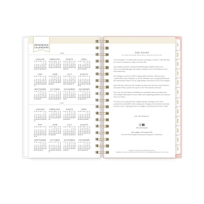 2026-2027 Blue Sky Day Designer Floral Cream 3" x 6" Academic Year Weekly & Monthly Planner, Plastic Cover (161399)