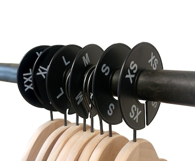 Nahanco Round Clothing Rack Size Divider, Black with White Print, Size 38 (CBW38)
