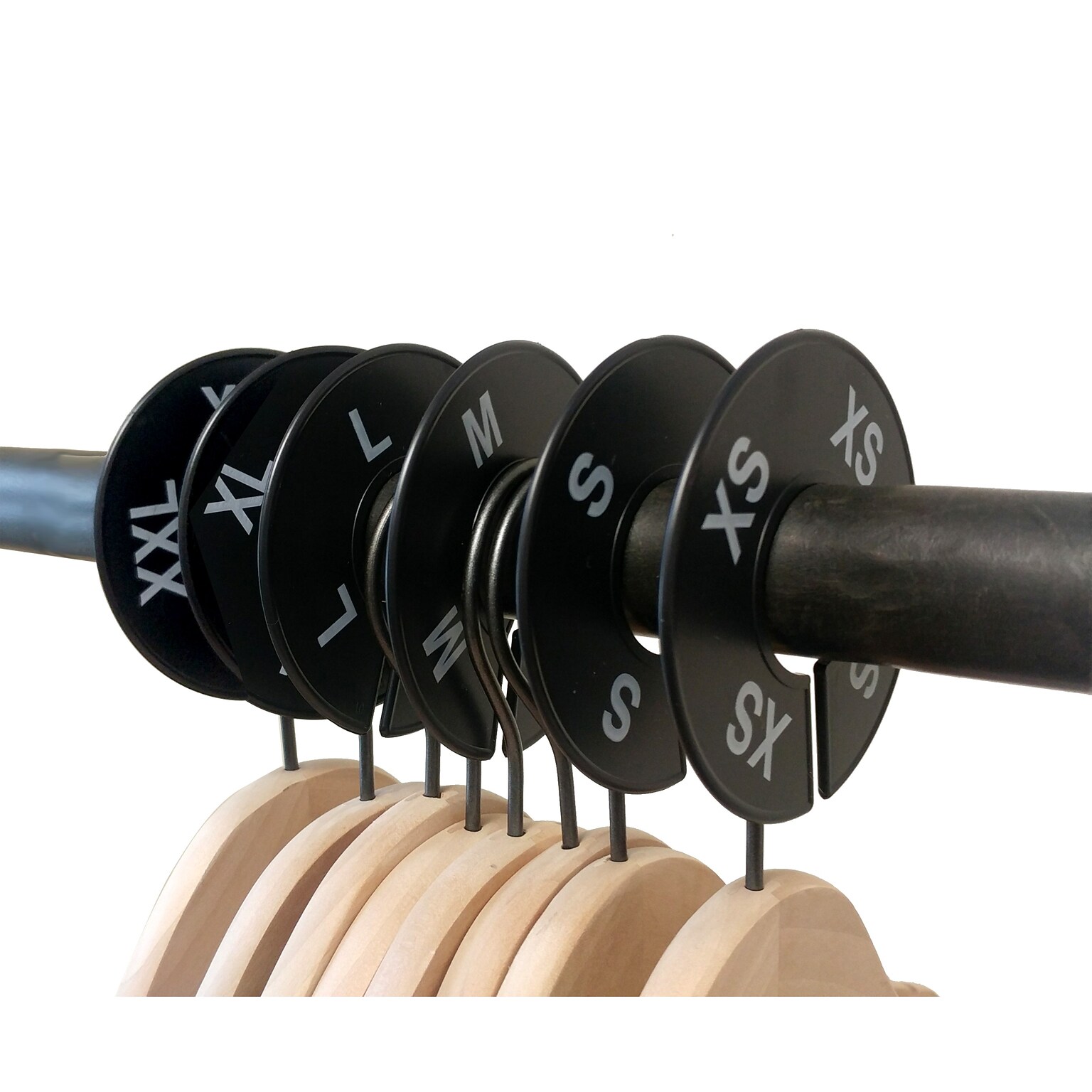 Nahanco Round Clothing Rack Size Divider, Black with White Print, Size 1X (CBW1X)