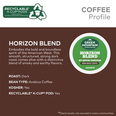 Green Mountain Coffee Roasters Horizon Blend Hot & Iced Coffee Keurig® K-Cup® Pods, Dark Roast, 24 Pods/Box (5000379575)