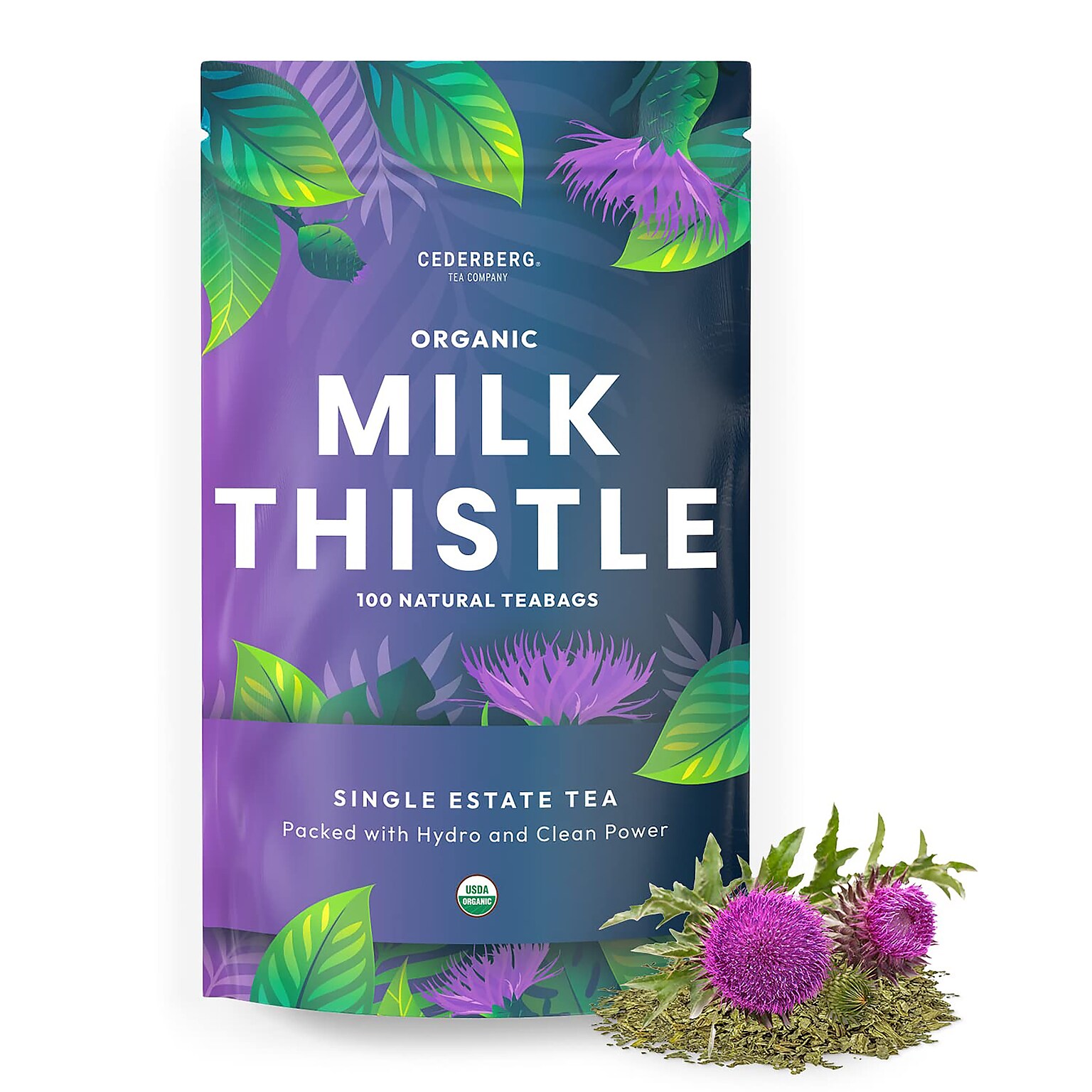 Cederberg Tea Company Organic Milk Thistle Herbal Tea, Caffeine Free, 100 Tea Bags/Pack (CT-MILK)