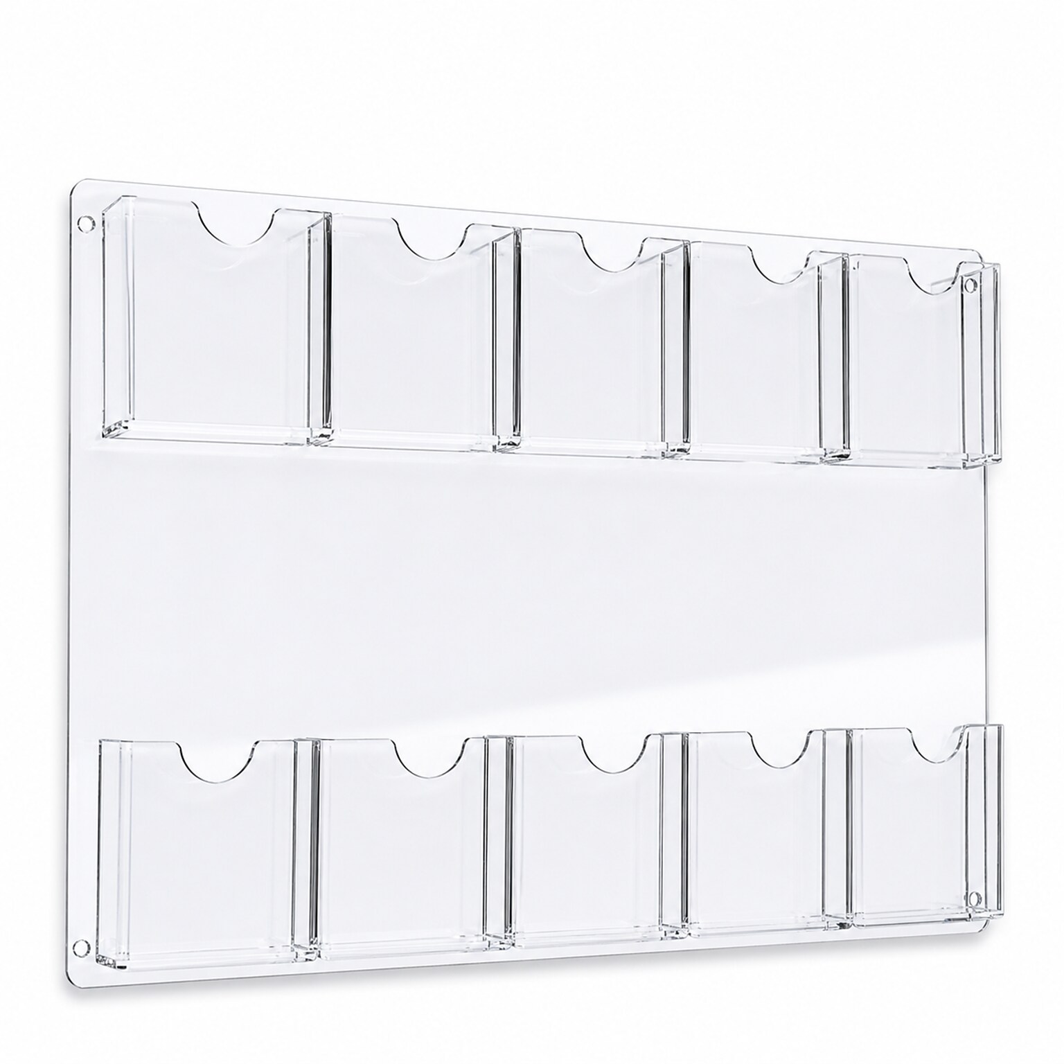 Azar 23.75 x 15.75 Brochure Holder, Vertical, Wall Mounted, Clear, Acrylic, 2/Pack (252069)