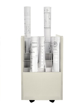 AdirOffice 20-Slot Mobile Roll File, 24.75H x 15.25W x 13.25D, White (624-WHI-KIT1)