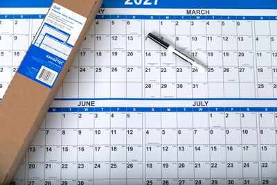 2027 Quill Brand® 36 x 24 Yearly Dry-Erase Wall Calendar, Reversible, White/Blue (63616-27-QCC)